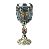 Calice Loup au design fantastique avec tête de loup sculptée, présenté sur fond transparent