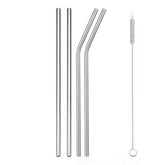 4 Grandes Pailles Cocktail Courbées et Droites