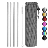 4 Pailles en Acier Inoxydable Droites