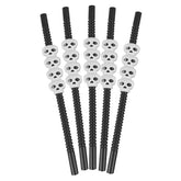 5 Pailles Halloween Têtes de Mort (Réutilisables)