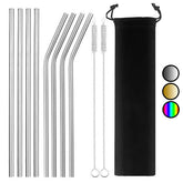 8 Pailles Cocktail Courbées et Droites