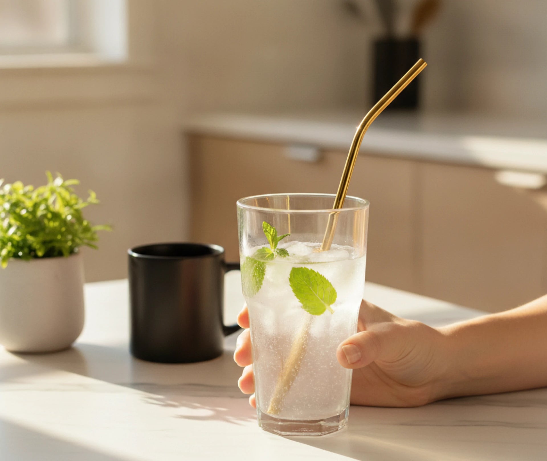 Pailles cocktail courbée droite - vue de face