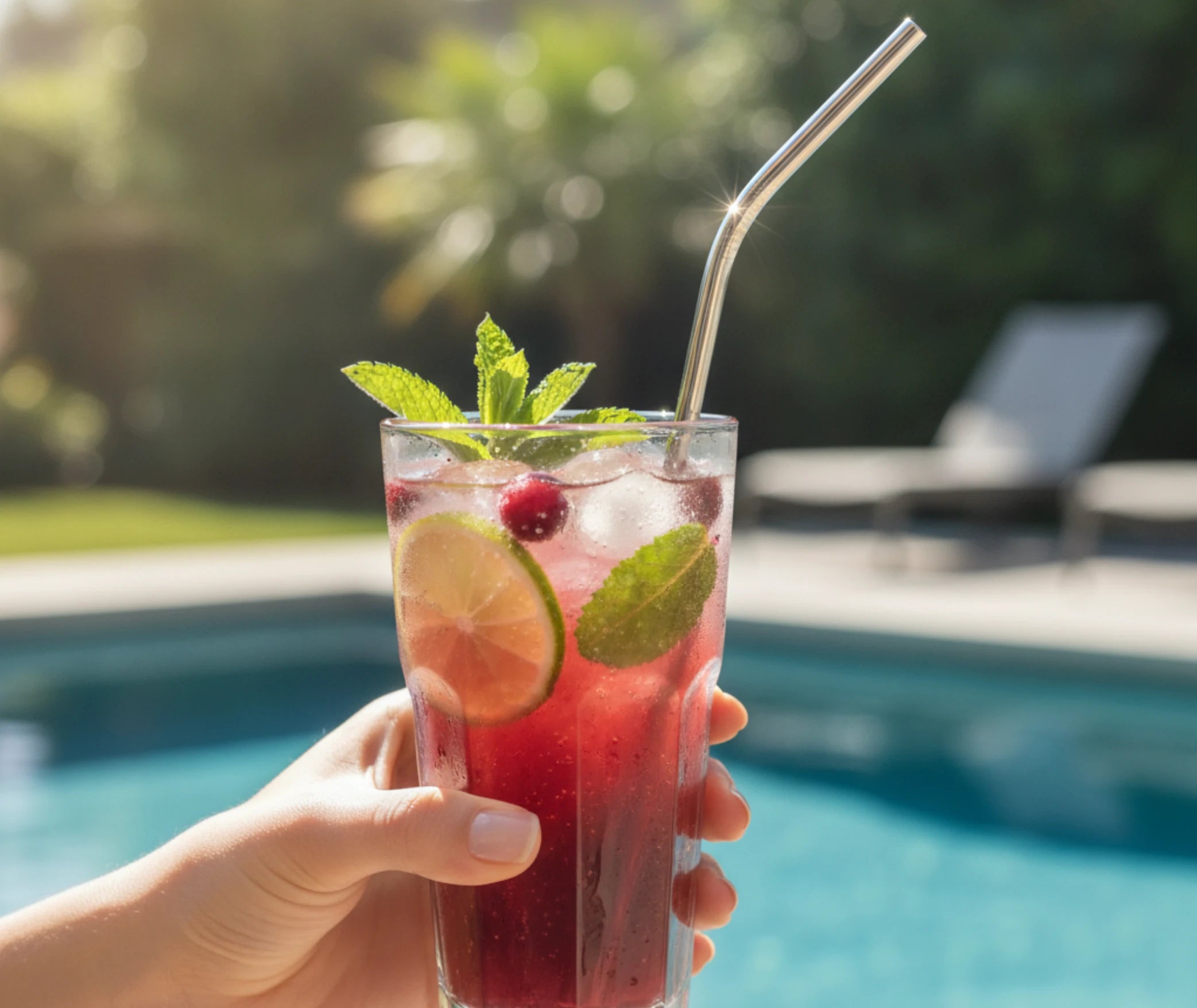4 grandes pailles cocktail courbées - inox