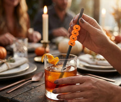 5 Pailles Halloween Citrouilles (Réutilisables)