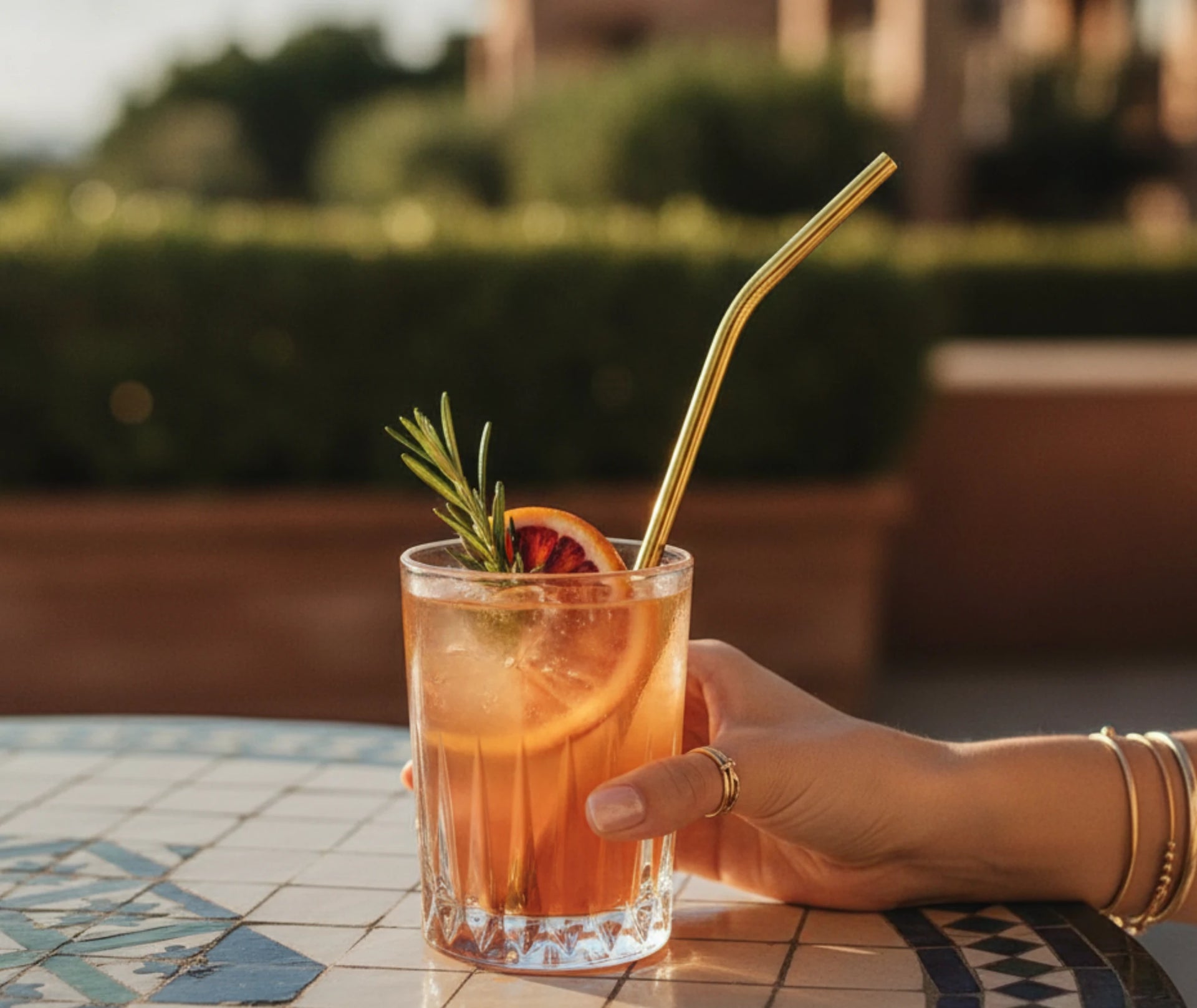Pailles cocktail inox courbées droites - vue de face