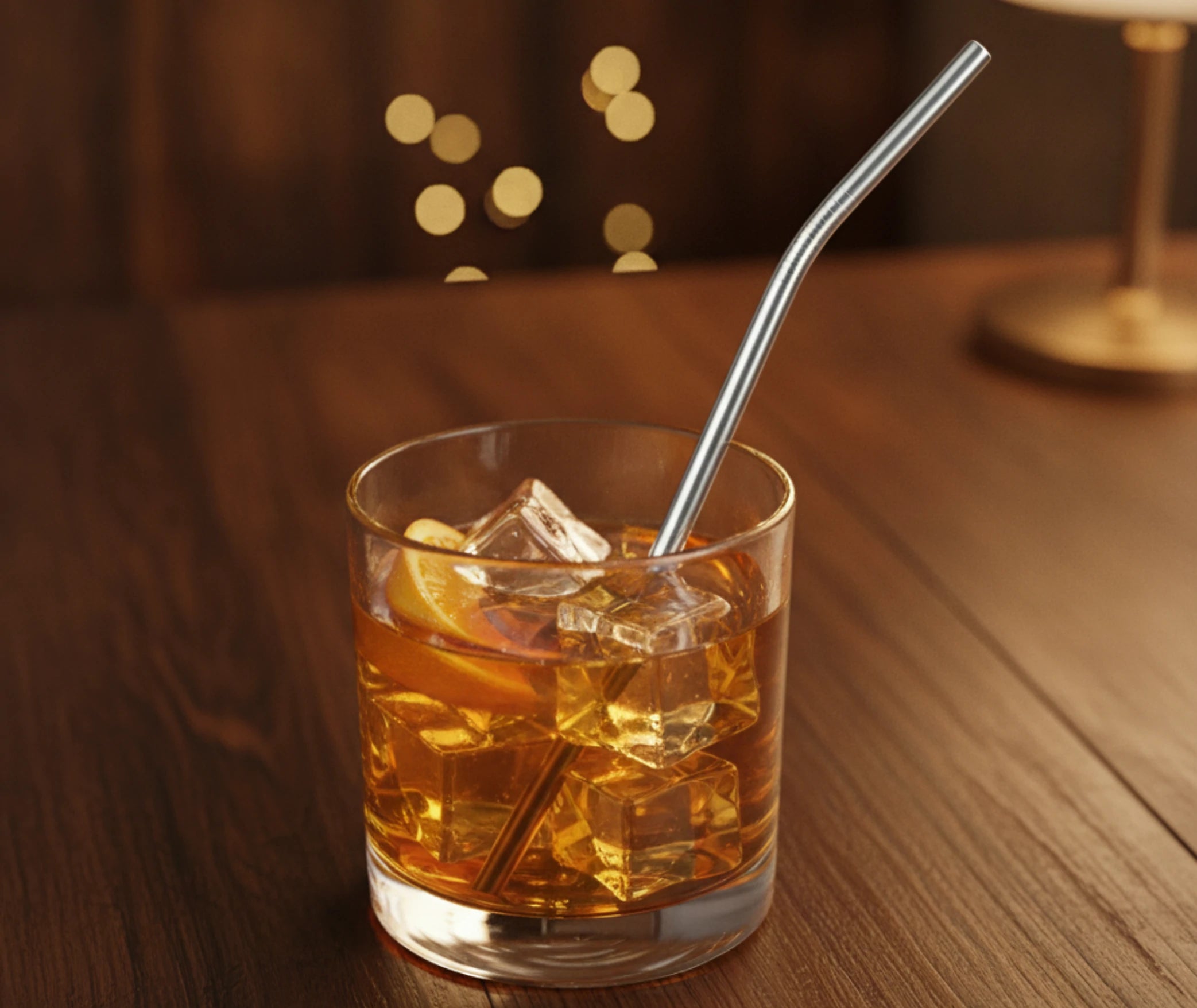 8 pailles cocktail courbées et droites - set inox