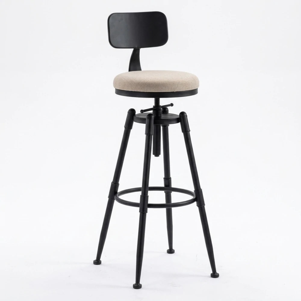 Chaise de Bar Moderne en Bois avec Assise Blanche Rembourrée