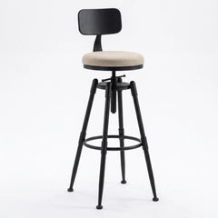 Chaise de Bar Moderne en Bois avec Assise Blanche Rembourrée