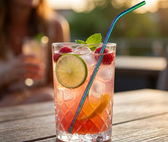 2 Grandes Pailles Cocktail Multicolores