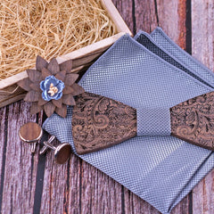 Noeud Papillon Gris en Bois