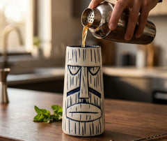 Mug Tiki Céramique Bleu & Blanc