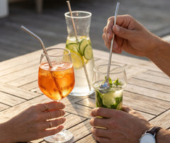 Pailles à cocktail classiques et cuillères - set inox