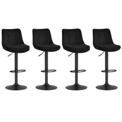 Lot de 4 Tabourets de Bar en Velours Noir