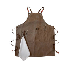 Tablier Barman Barista Marron en Toile Canvas 100% Coton