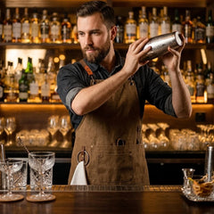 Tablier Barman Barista Marron en Toile Canvas 100% Coton