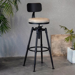 Chaise de Bar Moderne en Bois avec Assise Blanche Rembourrée