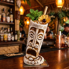 Verre Tiki en Céramique Visage Polynésien