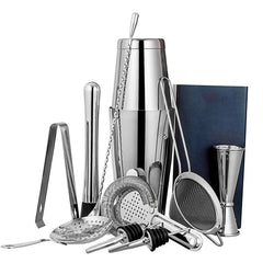 Kit cocktail shaker Boston argenté avec coffret cadeau et tous ses accessoires