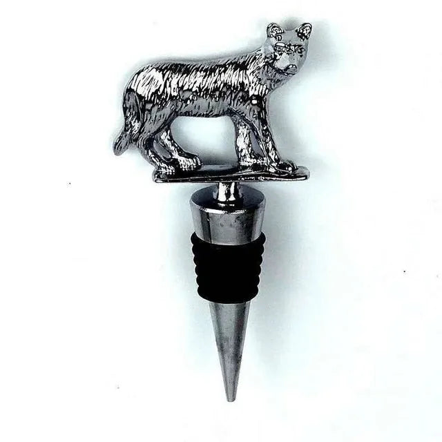 Bouchon de champagne réutilisable en forme de loup, finition argentée