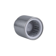 Autre angle en gros plan de l'intérieur du bouchon révélant le mécanisme d'étanchéité en silicone gris et acier inoxydable.
