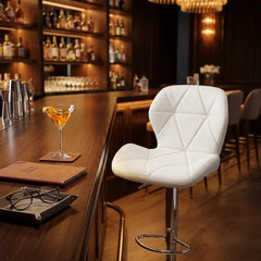 Chaise de Bar Blanche Pivotante en Métal