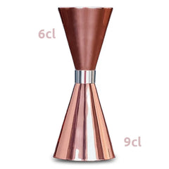 Doseur à cocktail en acier inoxydable rose gold avec graduations 6 cl et 9 cl visibles
