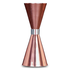 Doseur à cocktail double cône en métal rose gold photographié sur fond blanc