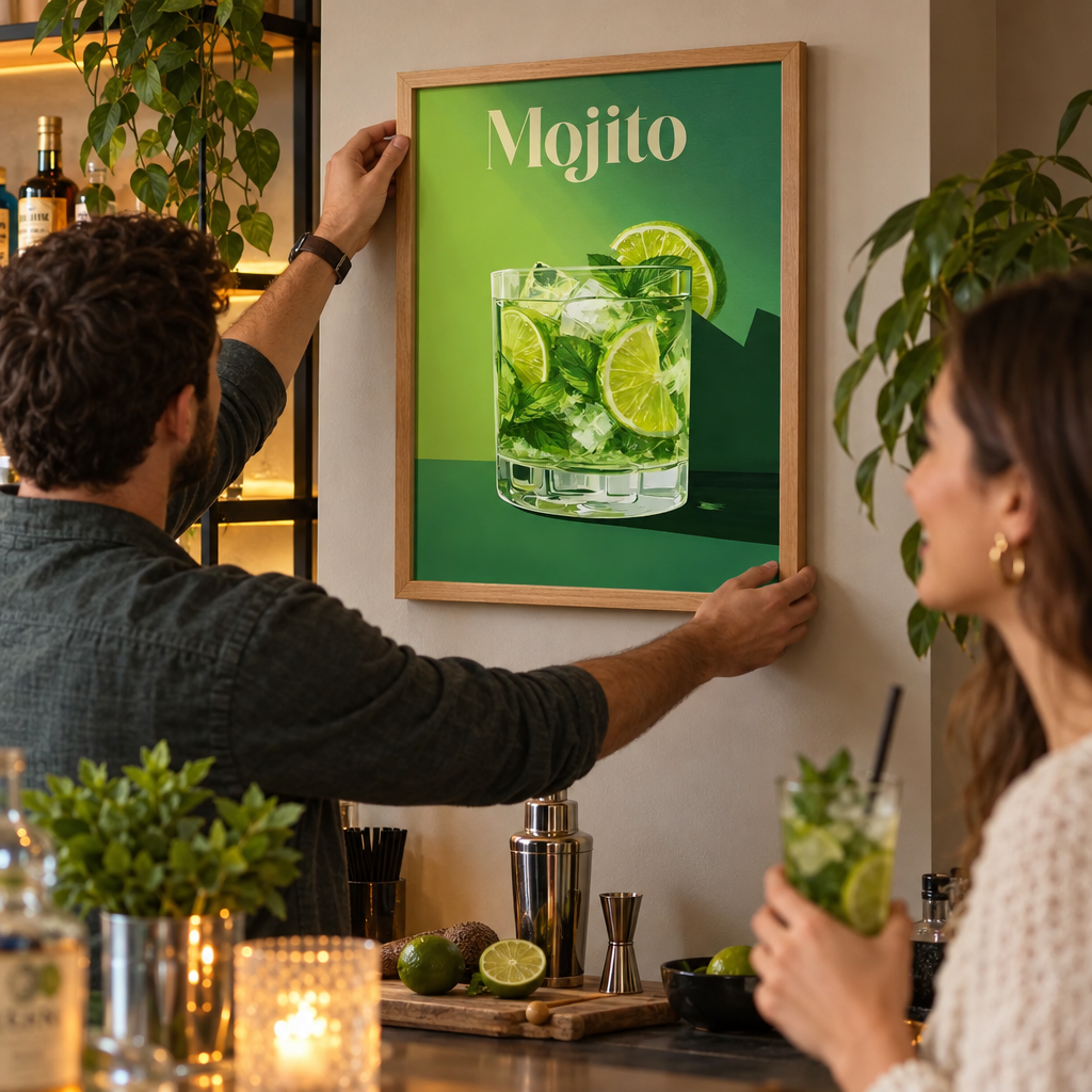 Poster classique de cocktail Mojito - en situation d'utilisation