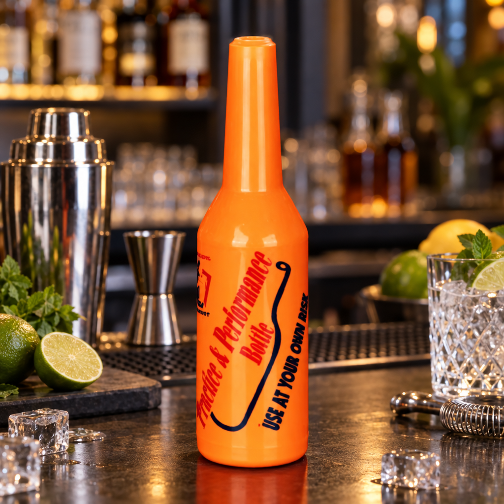 Bouteille de Flair Bartending Orange - mise en scène bar