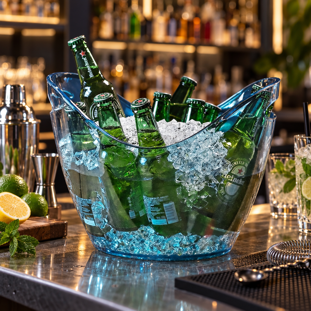 Seau à glace transparent - mise en scène bar