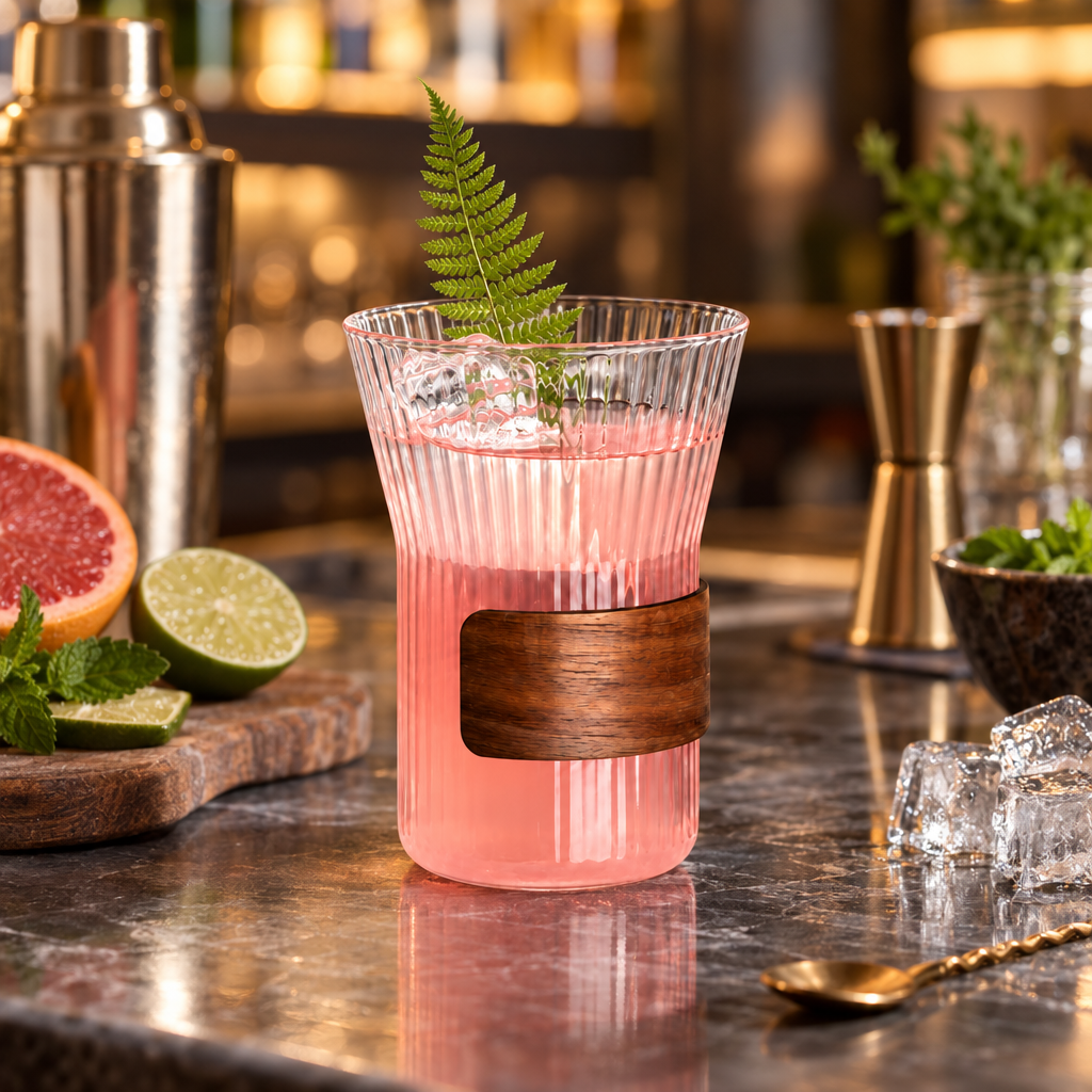 Verre à Cocktail Nervuré Style Japonais 320 ml - mise en scène bar