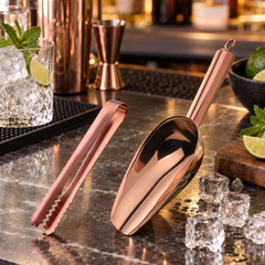 Pelle à Glace Rose Gold avec  Pince - mise en scène bar