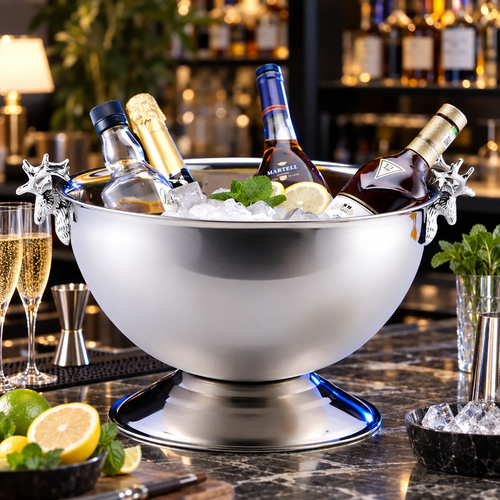 Seau à Champagne Cerf Argenté - mise en scène bar
