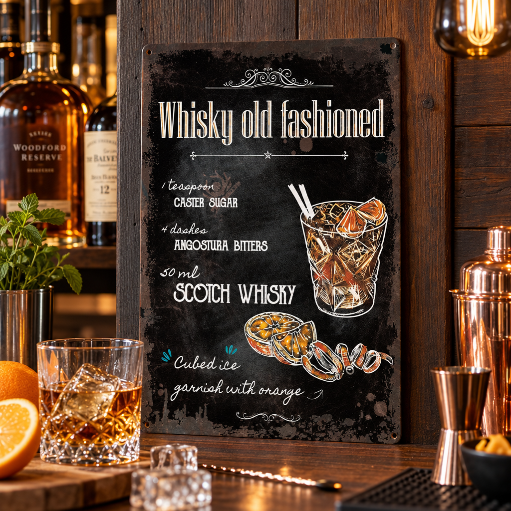 Plaque Déco Whisky - mise en scène bar