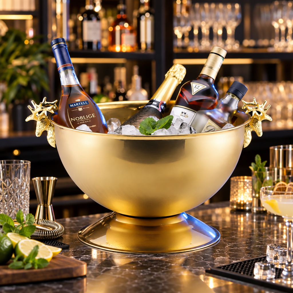 Seau à Champagne Cerf Doré - mise en scène bar