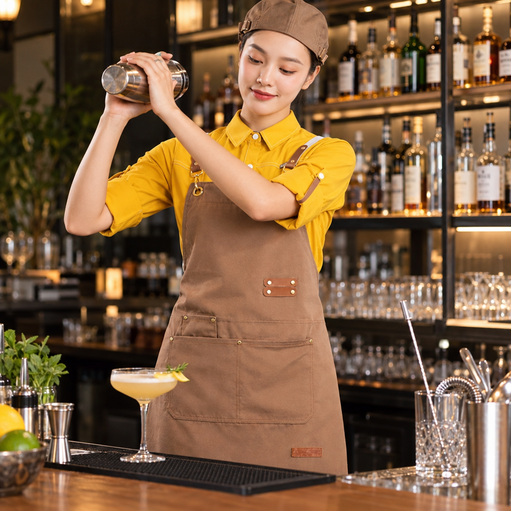 Tablier Barman  en Toile Canvas - en situation d'utilisation