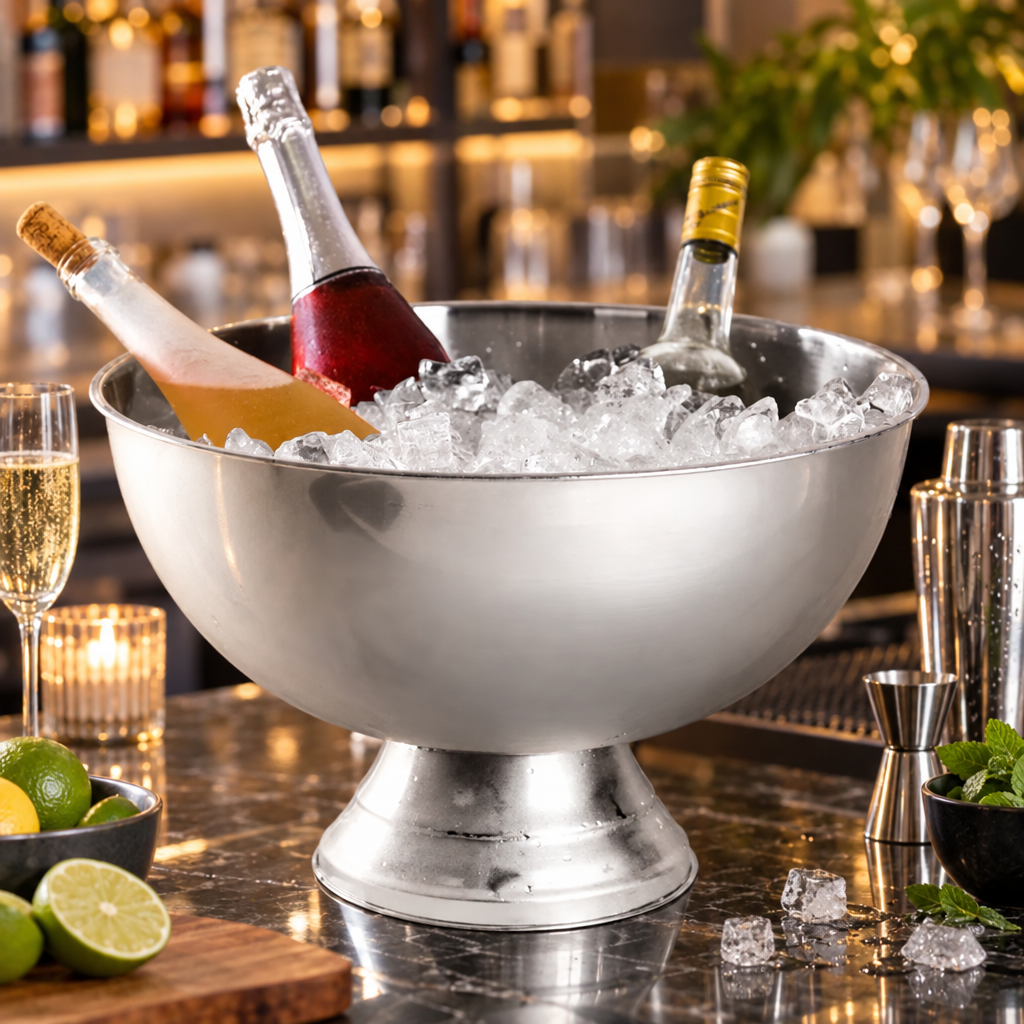 Seau à Champagne en Acier Inoxydable - mise en scène bar