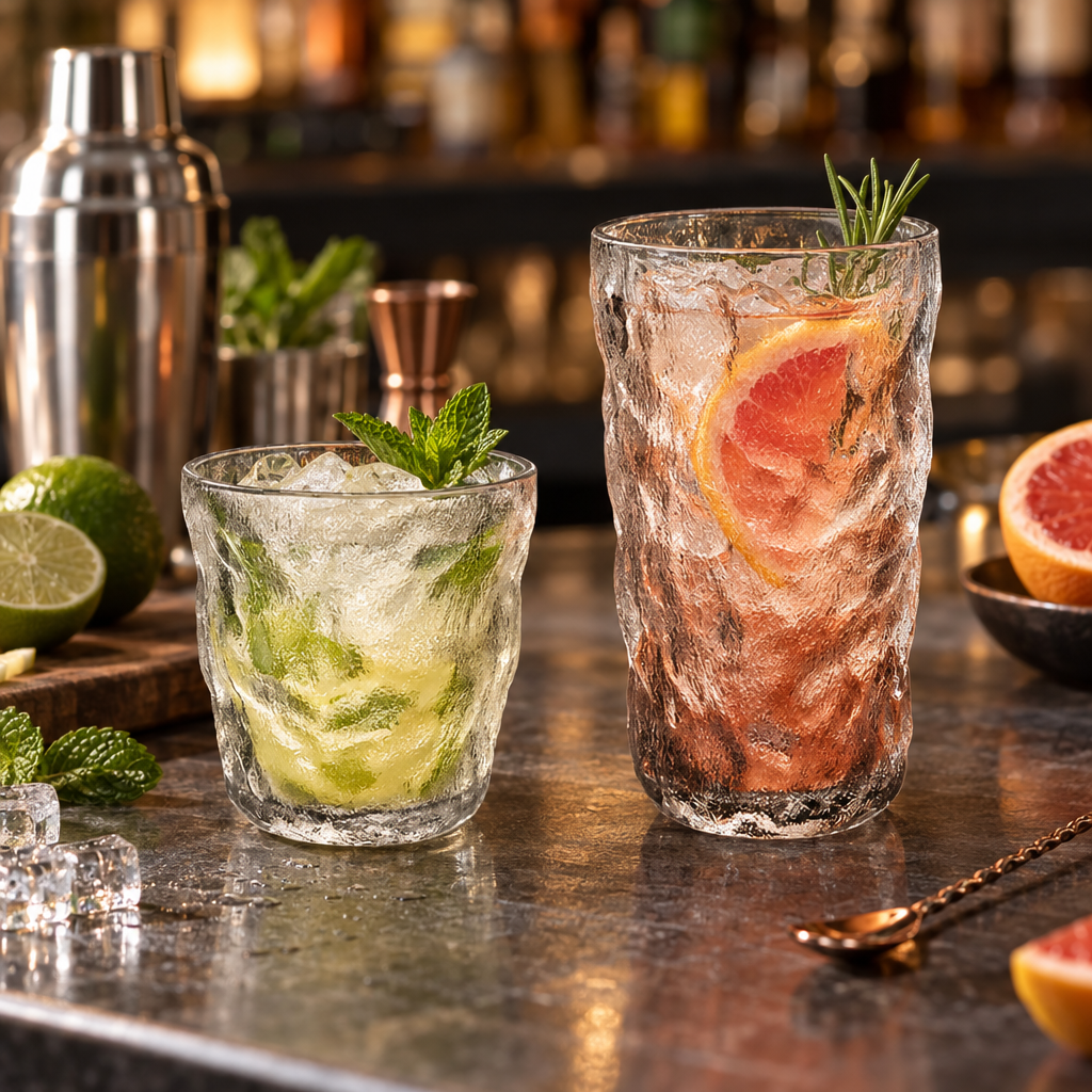 Verre à Cocktail Design en Verre Transparent - mise en scène bar