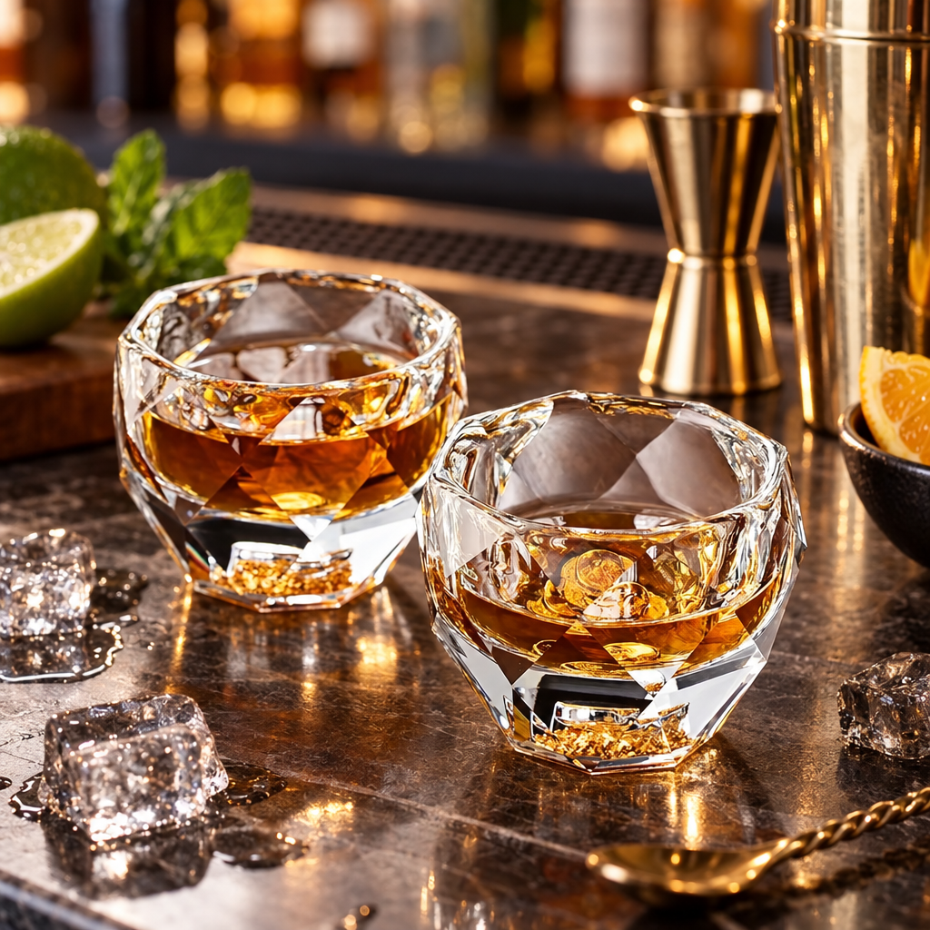 Verres à Shot en Cristal à Facettes — Lot de 6 - mise en scène bar