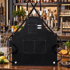 Tablier  Sans Manches Noir en Polyester - mise en scène bar