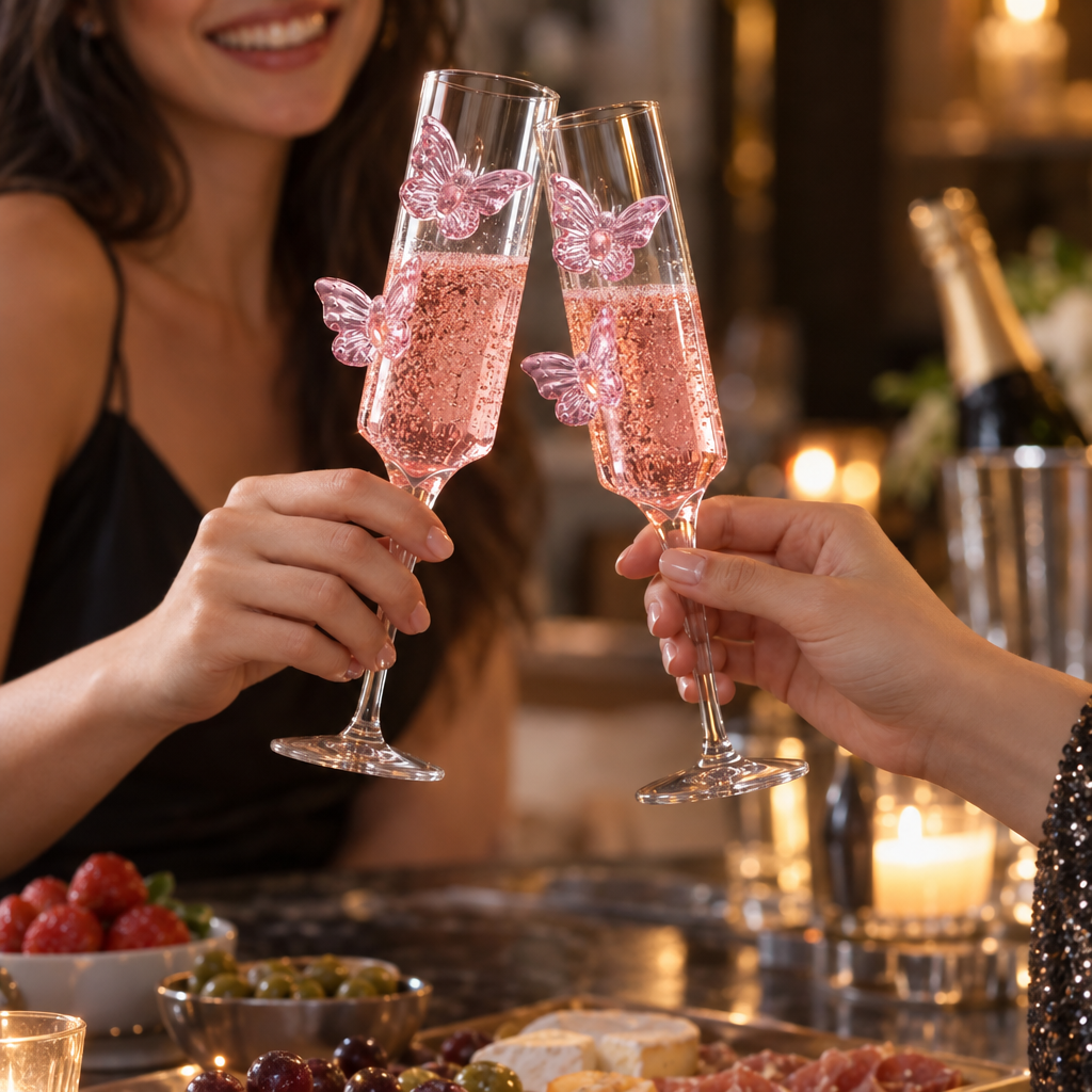 Flûte à Champagne en Verre Élégante - en situation d'utilisation