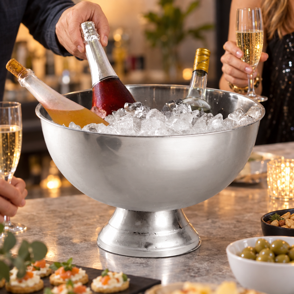 Seau à Champagne en Acier Inoxydable - en situation d'utilisation