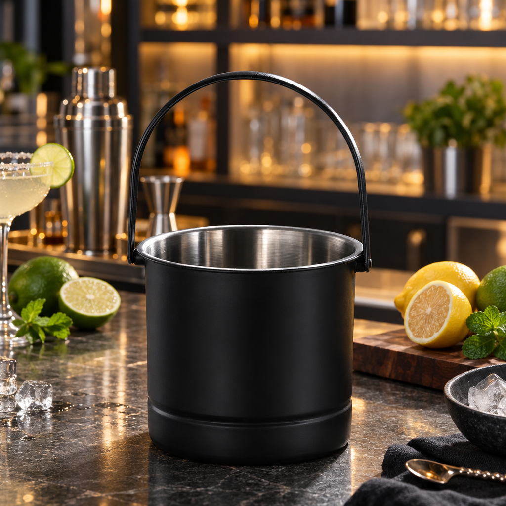 Seau à Glace en Inox Noir - mise en scène bar