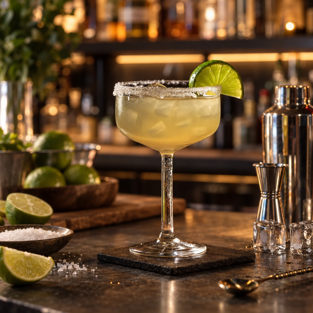 Tableau Cocktail Margarita sur Toile - mise en scène bar