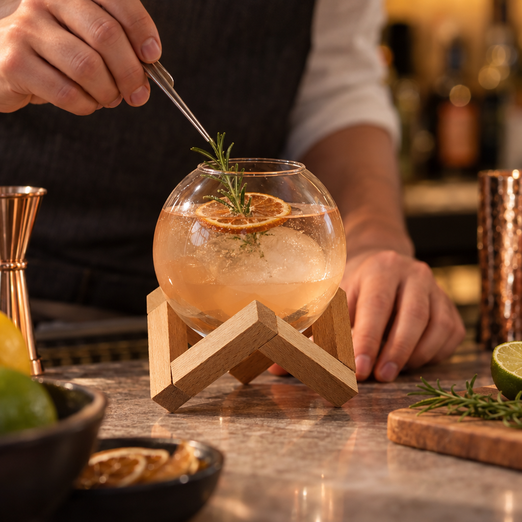 Verre à Cocktail Boule en Verre - en situation d'utilisation