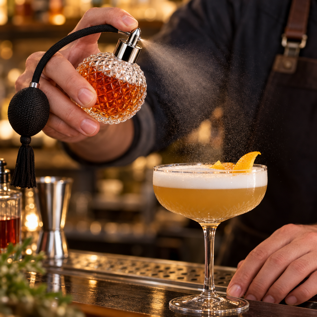 Flacon Pulvérisateur pour Bar en Verre - en situation d'utilisation