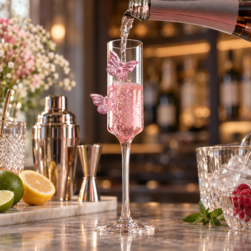 Flûte à Champagne en Verre Élégante - mise en scène bar