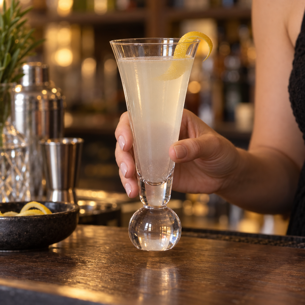 Verre à Cocktail Boule en Cristal 180 ml - en situation d'utilisation