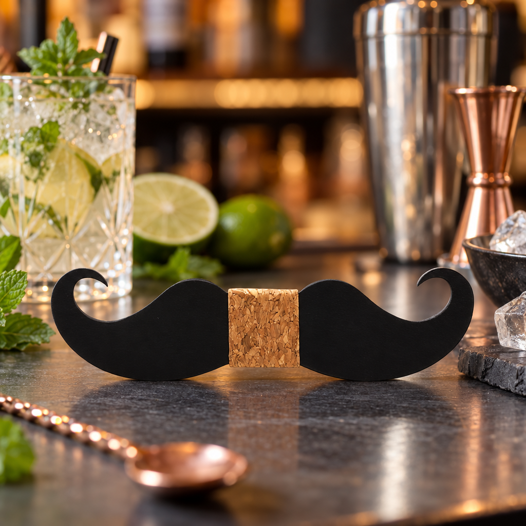 Noeud Papillon Moustache en Liège - mise en scène bar