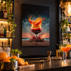 Tableau Cocktail Orange sur Toile - mise en scène bar